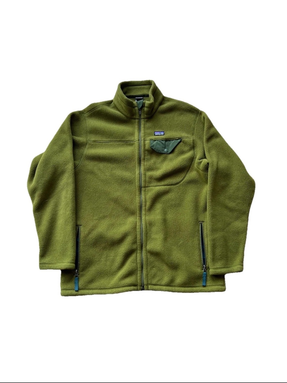 Patagonia Boy's Green Full Zip Synchilla Snap-T Fleece Jacket Size 2XL